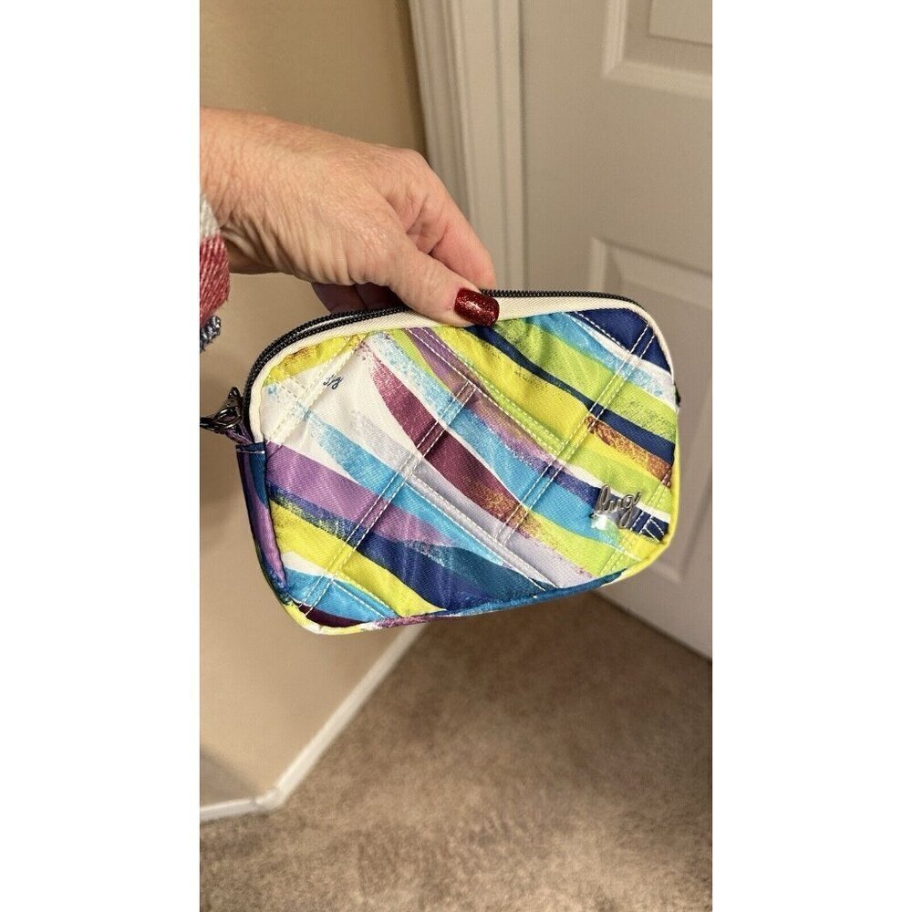 Lug Coupe Quilted Nylon Belt Bag Crossbody RFID Blocking Purse Travel Watercolor - Picture 2 of 5